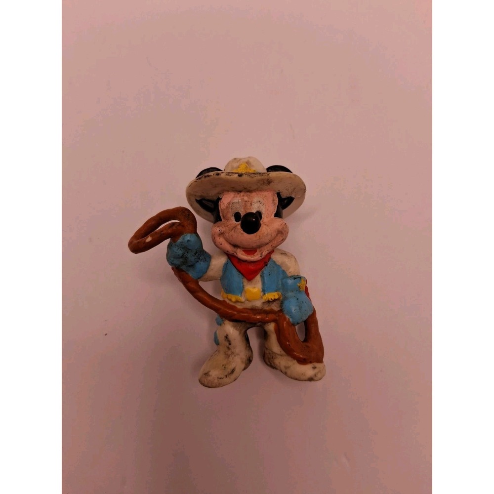 Vintage Disney Mickey Mouse Cowboy Figurine Western Mini Statue 3